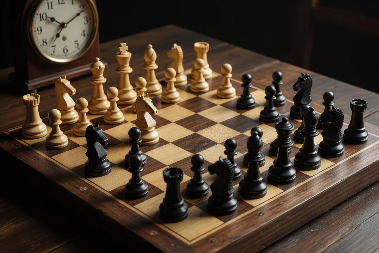 Position d'échecs complexe en plein milieu de partie, type d'attaque combinatoire chère à Alekhine