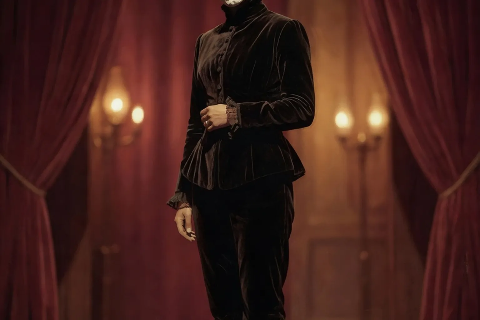 Alexandre Vertinski, c&eacute;l&egrave;bre chansonnier russe, sur sc&egrave;ne en costume de Pierrot