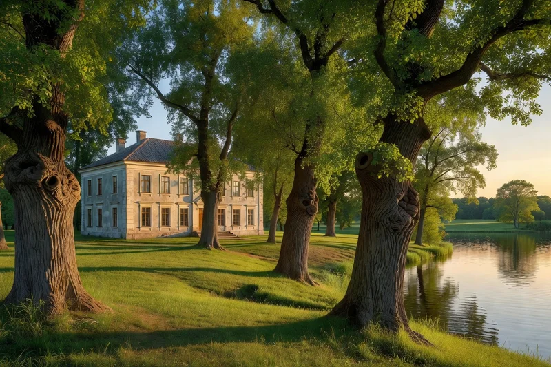 Manoir de Mikhailovskoye, domaine familial de Pouchkine au bord d'un lac dans la région de Pskov