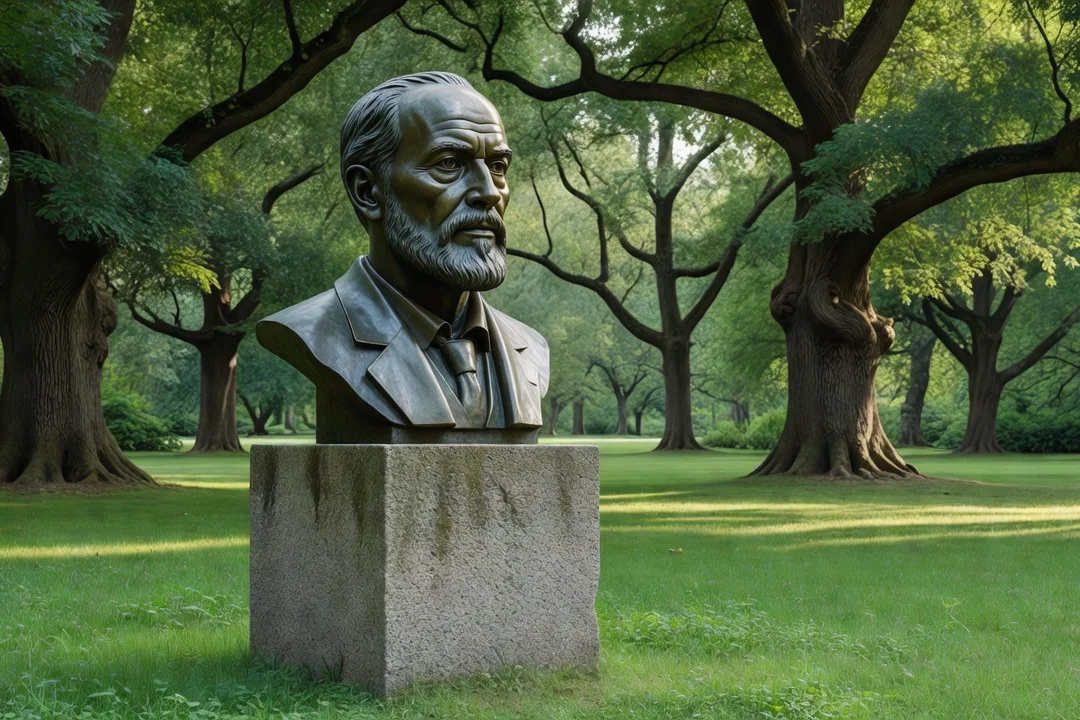 Monument et buste &eacute;voquant la m&eacute;moire de Dmitri Mendele&iuml;ev en Russie