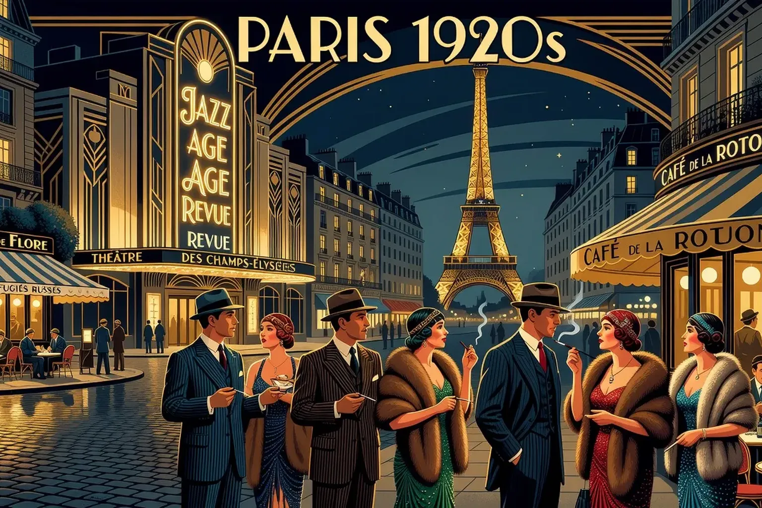 Paris des ann&eacute;es 1920, ambiance Jazz Age et &eacute;migration russe, cafs et concerts dans la capitale