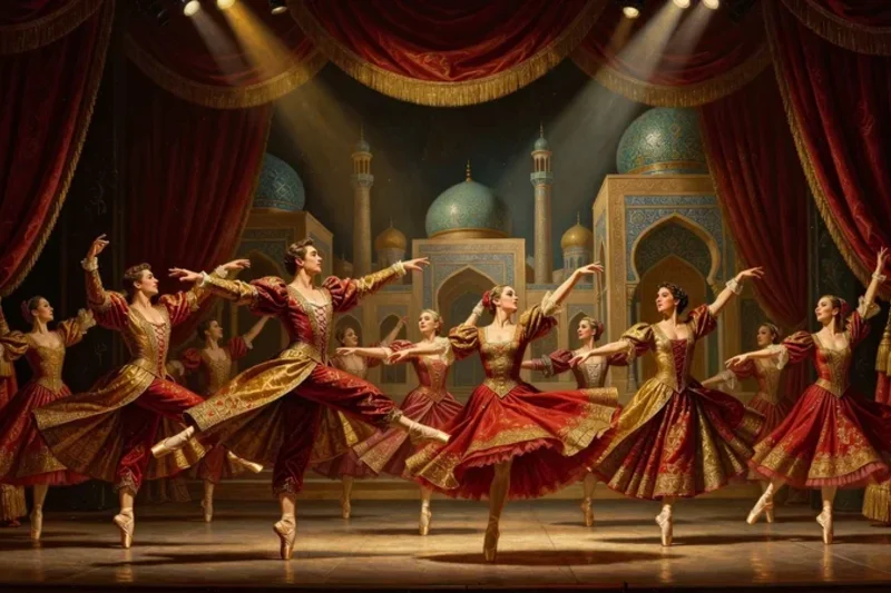 Danseurs en costume russe sur scène à Paris