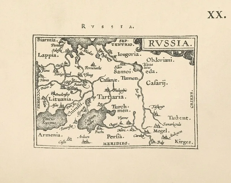 Carte de la Russie et de la Moscovie par Abraham Ortelius, XVIIe si&egrave;cle, Theatrum Orbis Terrarum