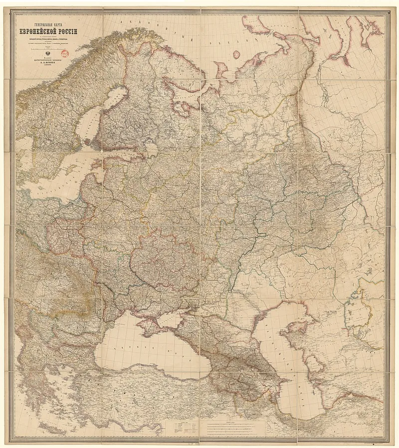 Carte de l'Empire russe au XIXe si&egrave;cle montrant l'&eacute;tendue territoriale de la Pologne au Pacifique