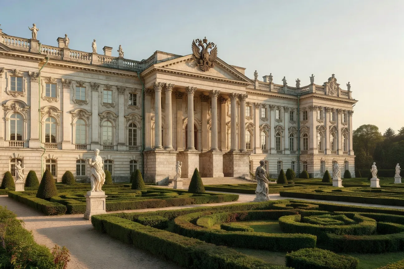 Palais aristocratique russe impérial du XVIIIe siècle, evocateur des proprietes Cheremetiev