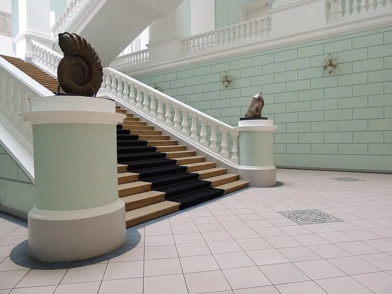 Façade néoclassique de l'Institut des Mines de Saint-Pétersbourg, avec sa colonnade monumentale sur la Neva