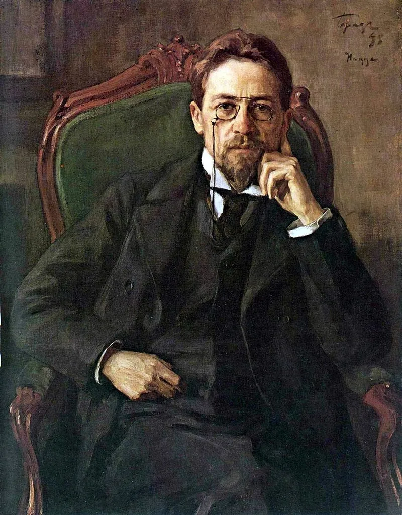 Portrait d'Anton Tchekhov par le peintre Ossip Braz, 1898, conserv&eacute; &agrave; la Galerie Tretiakov de Moscou